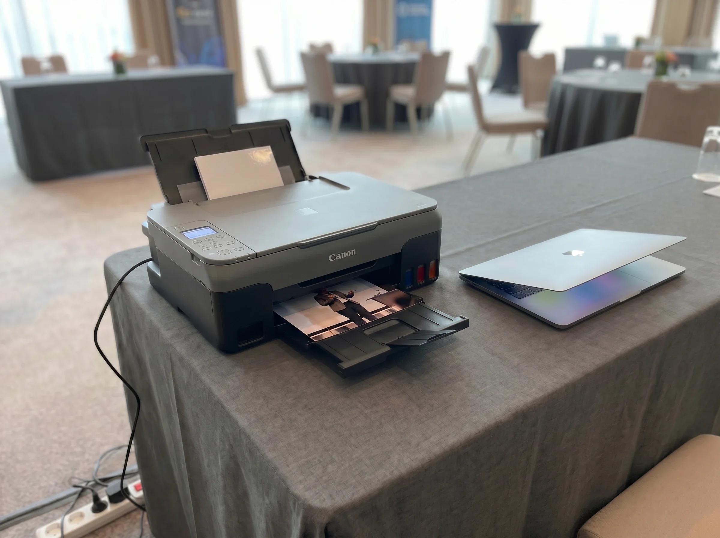 On-site instant photo printer used at corporate events
